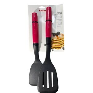 KitchenAid 2 Piece Turner Set With Short & Slotted Turner Heat Resistant Dishwas